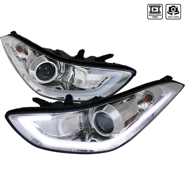 Spec-D Tuning 11-13 Hyundai Elantra Projector Headlights Chrome Housing 2LHP-HTRA11-TM - main